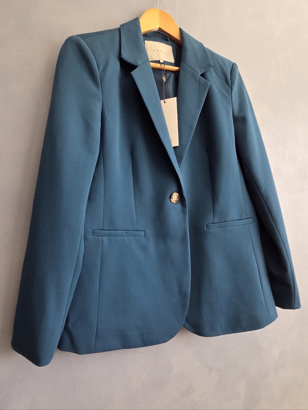 KAFFE DEEP TEAL ONE BUTTON  SINGLE-BREASTED BLAZER  SIZE  EUR 38 NWT